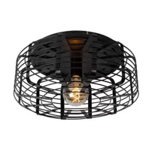 image of Melopee Modern Flush Ceiling Light - Ø45cm - 1xE27 - Black