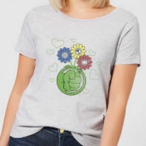 image of Marvel Avengers Hulk Flower Fist Womens T-Shirt - Grey - 3XL