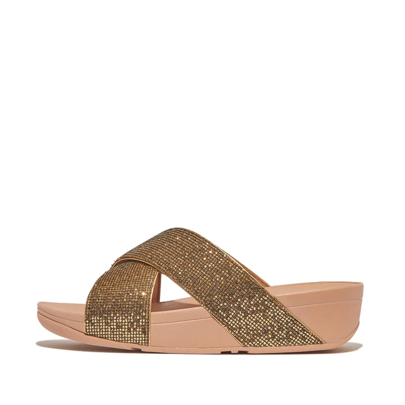 Image of FitFlop Womens sandals FitFlop Lulu Cross Slide - Glitterball Dore Female 41