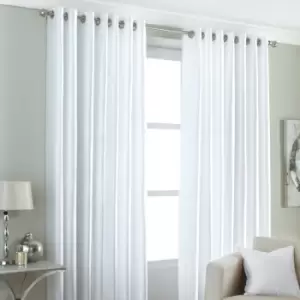 Image of Riva Home Fiji Semi-Sheer Ringtop Eyelet Curtains (Pair) Polyester White (117X137Cm)