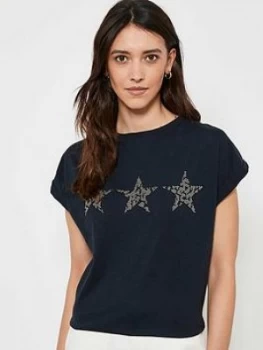Image of Mint Velvet Studded Star Trio T-Shirt - Navy