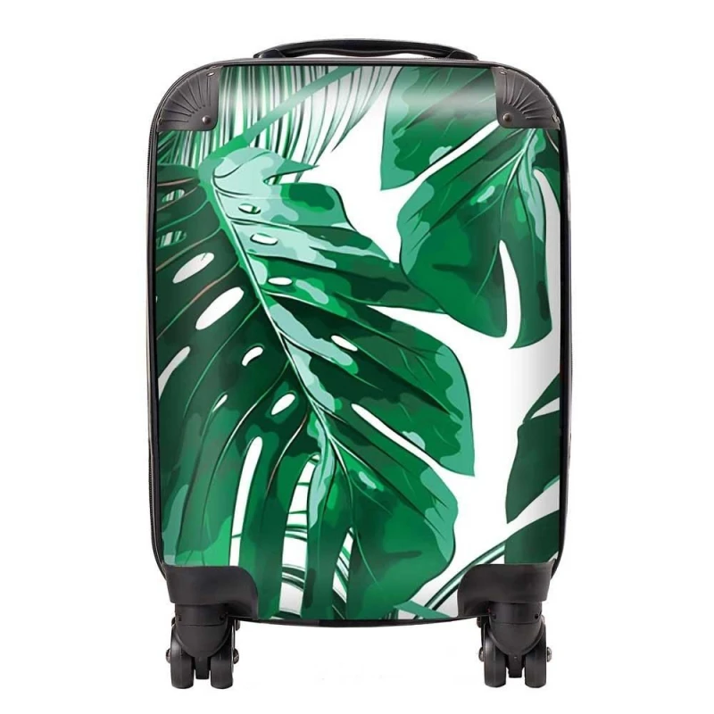 Image of Warren Reed - Designer Tropical Jungle Leaf Pattern Suitcase in Green Size: Large Green Unisex Large
