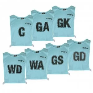 image of Mitre 7 Pack Netball Mesh Hi Viz Bibs - Sky 7 Pack