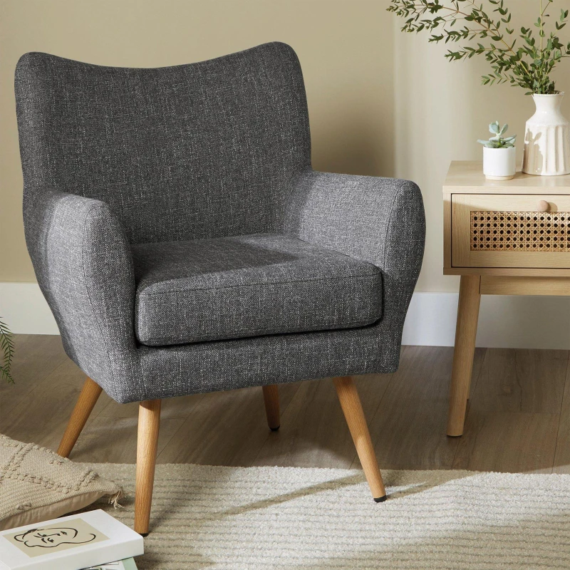Image of Homelife Linen Walton Armchair - Grey Grey One Size