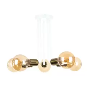 Venna Multi Arm Semi Flush Ceiling Light White, Gold, 30cm, 5x E27