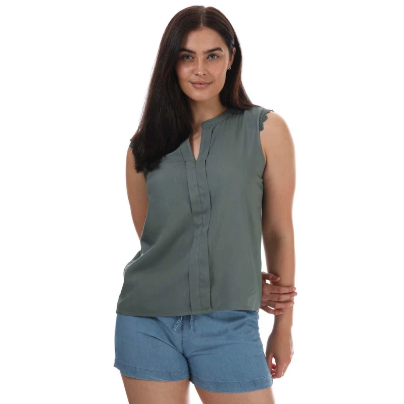 Image of Only Kimmi Lace Trim Top Green female 6