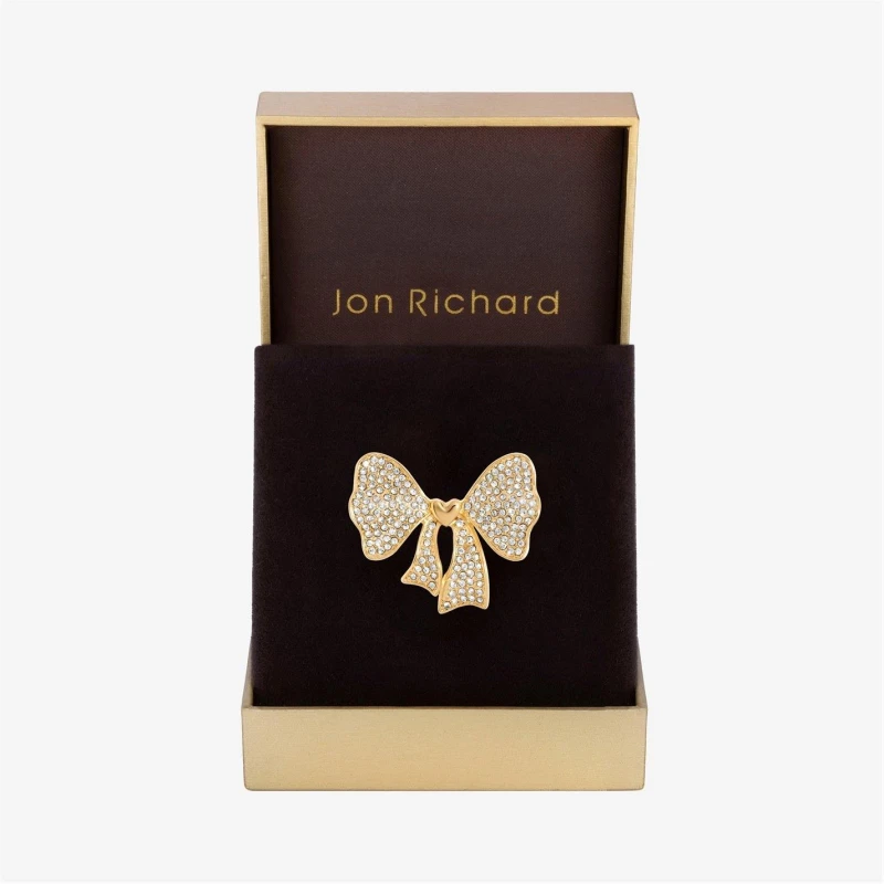 Image of Jon Richard Gold Plated Bow Brooch - Gift Boxed Gold One Size