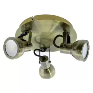 image of Cristal Record Lighting - Cristal Heli 3-Light 21cm Flush Light Brass