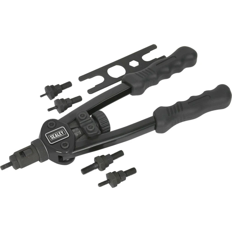 Image of Loops Heavy Duty Short Arm Threaded Nut Riveter - Adjustable Nozzle Compact Rivet Gun Multi