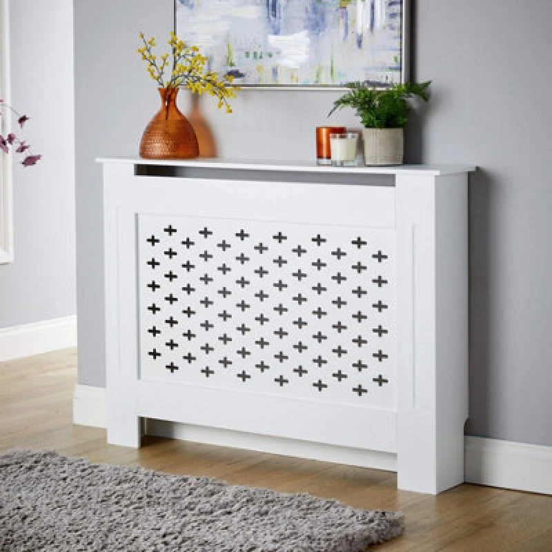 Image of Home Source Medium Radiator Cover MDF Wooden Home Decorative Modern Furniture Design White