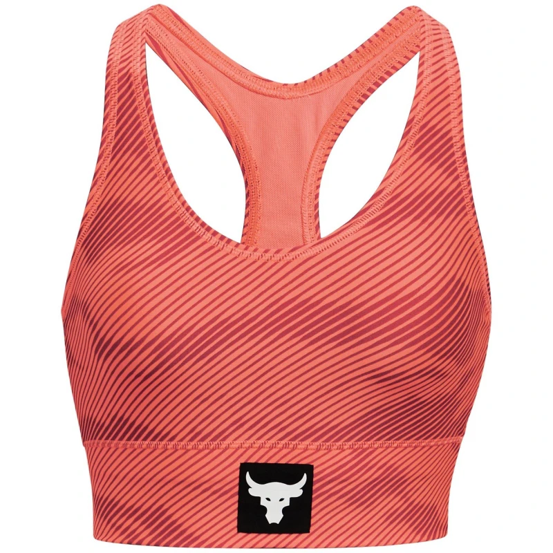 Image of Under Armour Project Rock Bra Womens Orange/White female 10 (S)