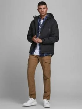 Image of Jack & Jones Hooded Zip Through Jacket - Black