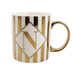 Image of Mug Initial N Gold Patterned