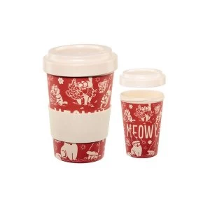 Image of Simon & Cat Meowy Christmas Screw Top Bamboo Travel Mug