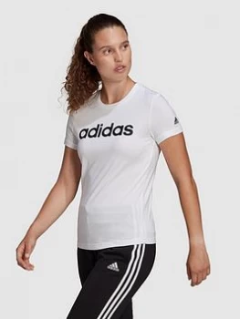 Image of adidas Essentials Linear Slim T-Shirt - White/Black Size M Women