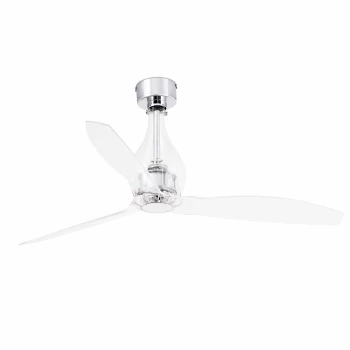 image of Mini Medium Ceiling Fan Chrome, Clear - Optional LED Light Sold Separately