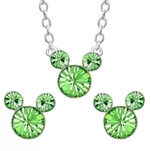 Image of Disney Mickey Mouse Light Green Costume Birthstone Earring & Necklace Gift Set SH00519RAUGL