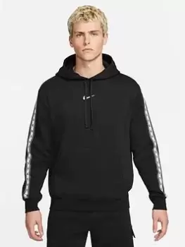 Image of Nike NSW Repeat Fleece Pullover Hoodie - Black/White Size XL Men