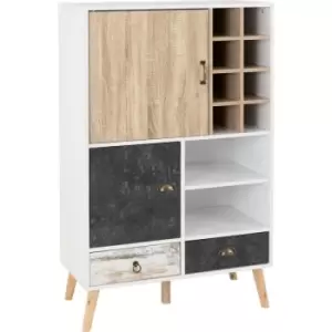 Image of Nordic Wine Cabinet in White and Distressed Finish
