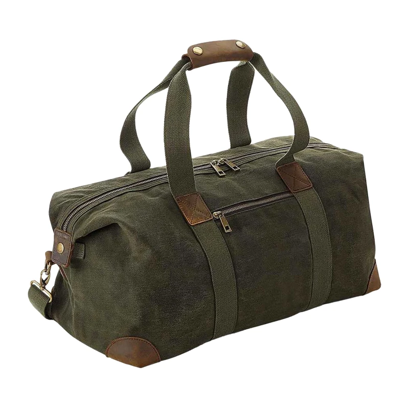 Image of Quadra Mens Heritage Leather Handled Holdall in Olive Olive Male