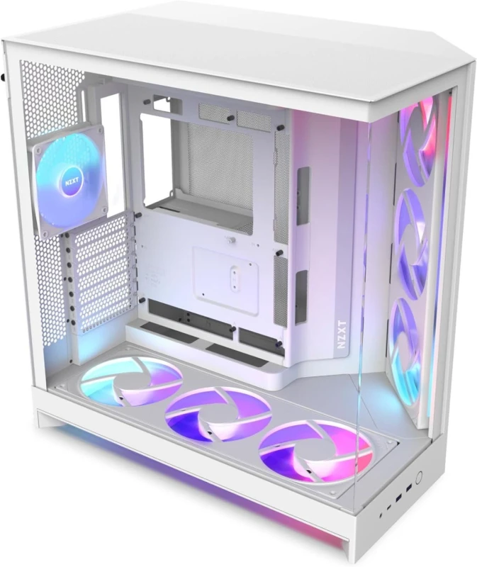 Image of NZXT H9 Air Flow (2025) Large Dual-Chamber White RGB+ Mid Tower Case - CM-H92FW-P1