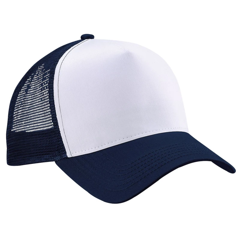 Image of Beechfield Beechfield Men Half Mesh Trucker Cap Headwear in Mid Navy Mid Navy One Size Male 5055747771206