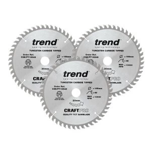 Image of Trend CraftPro Panel Trim Saw Blade 160 x 20mm x 48T (Pack 3)