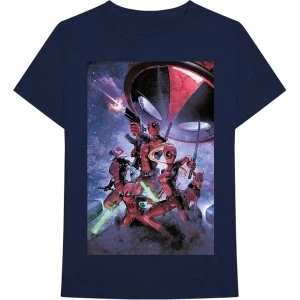 Image of Marvel Comics - Deadpool Family Mens Large T-Shirt - Navy Blue