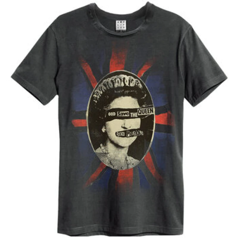 Image of Amplified Amplified Men Queen Sex Pistols Crew Neck T-Shirt in Charcoal Size: X-Small Charcoal XS Male 5063238051164