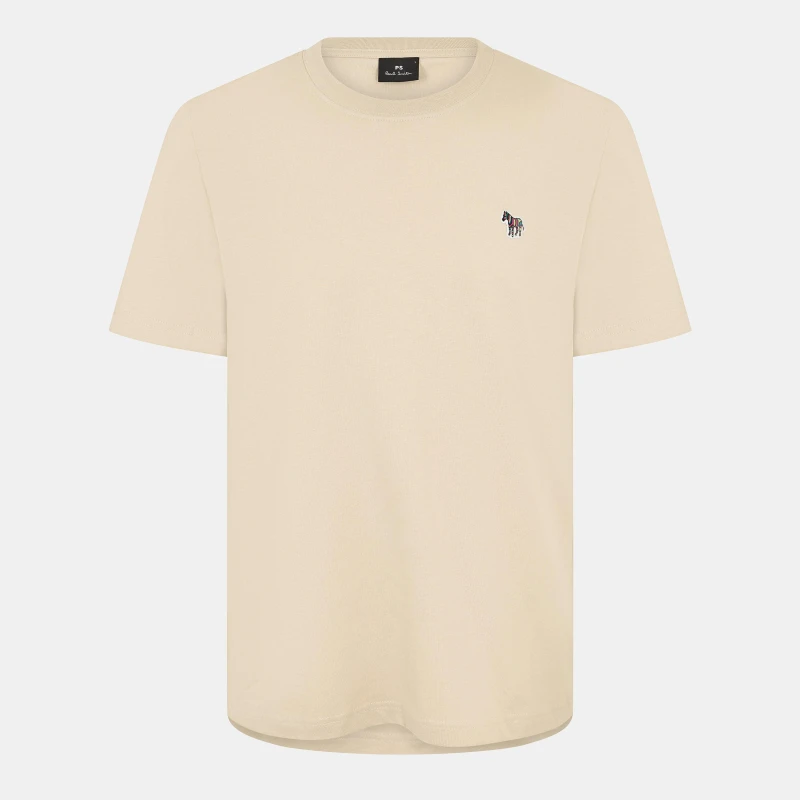 Image of Paul Smith Mens Regular Fit Zebra Crew-neck T-Shirt Beige 08 male 2XL