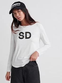 Image of Superdry Lace Back Graphic Top, Green, Size 16, Women