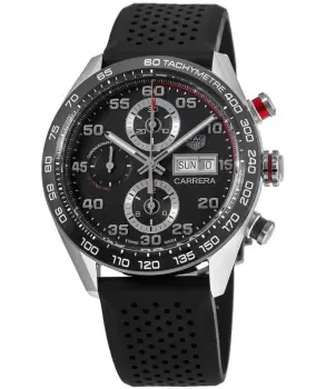 image of Tag Heuer Carrera Chronograph Day-Date Black Dial Rubber Strap Mens Watch CBN2A1AA.FT6228 CBN2A1AA.FT6228