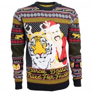 Image of That B*tch Carole Baskin Christmas Jumper - Navy - XS