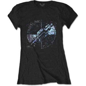 image of Pink Floyd - Machine Greeting Blue Womens Large T-Shirt - Black