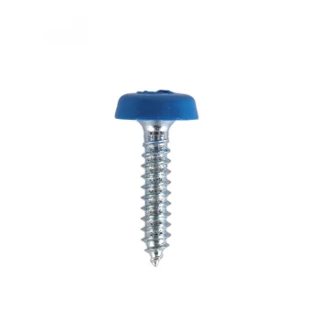 image of SEALEY PTNP8 Number Plate Screw Plastic Enclosed Head 4.8 x 24mm Blue Pack x50