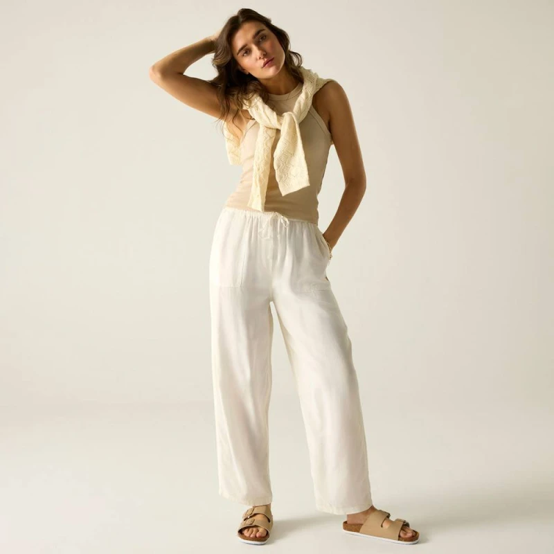 Image of Regatta Womens Elbrie Elasicated Drawcord Trousers in Cream Size: 20 Cream Female 20