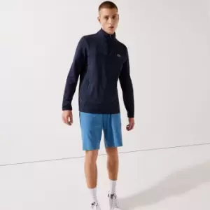Image of Mens Lacoste SPORT Stretch Zippered Collar Sweatshirt Size 7 - XXL Navy Blue