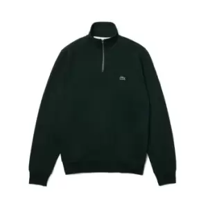 image of Lacoste Mens Zippered Stand-Up Collar Cotton Sweatshirt Size 2 - XS Green