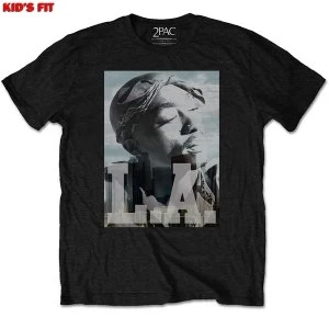 Tupac - LA Skyline Kids 5 - 6 Years T-Shirt - Black