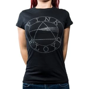 Image of Pink Floyd - Circle Logo Womens Large T-Shirt - Black
