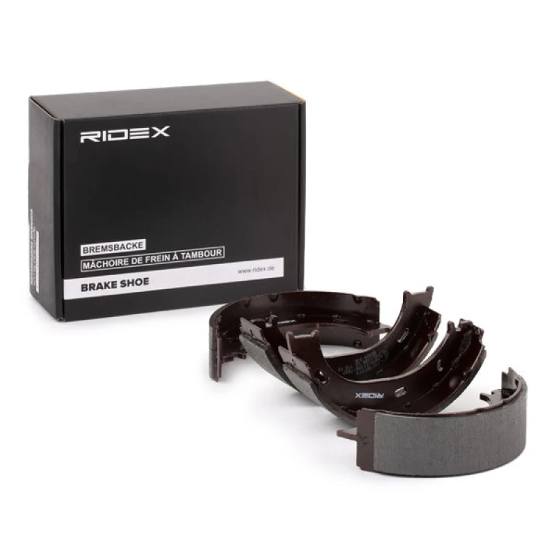 Image of RIDEX 1419B0009 Handbrake Shoes Rear Axle, without lever Brake Shoe Set,parking brake (1419)