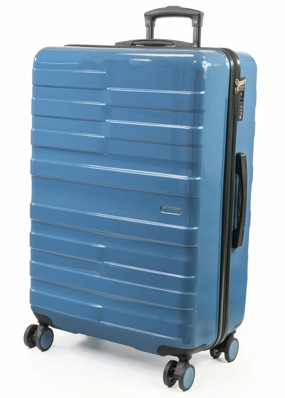 Image of Pierre Cardin Provence Lightweight Luggage 8 Wheels TSA Locks Hardshell Suitcase in Blue Size: Large Blue Unisex Large