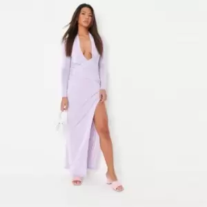 Missguided Front Maxi Dress Ls Slinky - Purple