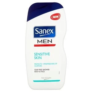 image of Sanex Men Sensitive Skin Body and Face Shower Gel 500ml