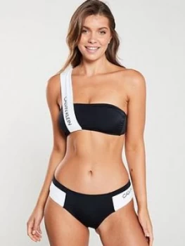 Image of Calvin Klein Bandeau One Shoulder Bikini Top - Black