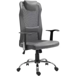 image of High Back Mesh Office Chair Swivel Chair w/ Headrest Armrests Grey - Grey - Vinsetto