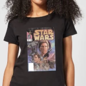 Image of Star Wars Classic Comic Book Cover Womens T-Shirt - Black