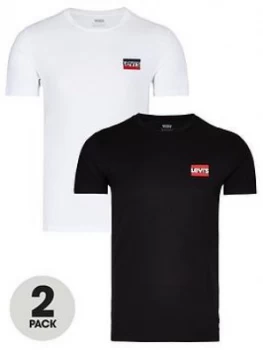 image of Levis Two Pack Crew Neck Graphic T-Shirts - Black/White