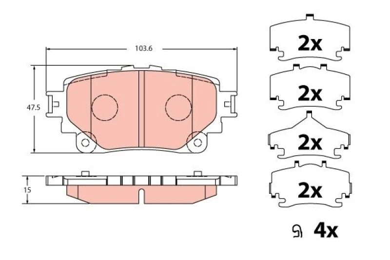 Image of Brake pad set TRW GDB2343