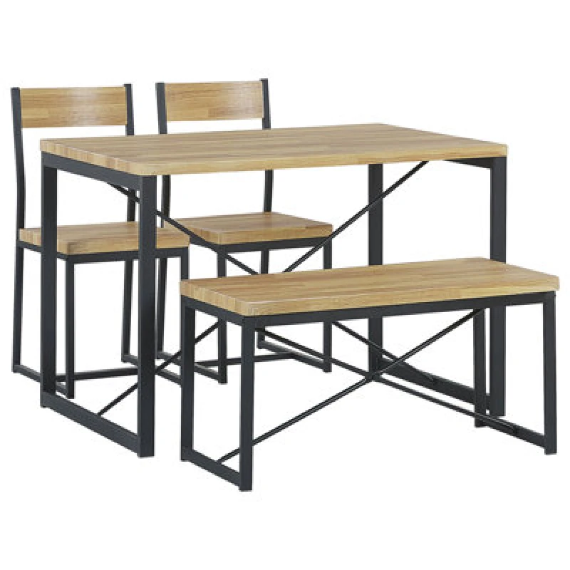 Image of Beliani Dining Set Flixton Light Brown 4 Seater